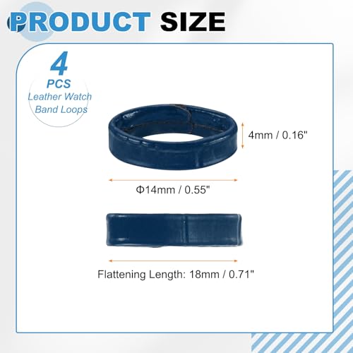 HARFINGTON Leather Watch Band Loops Replacement Watch Strap Holder Retainer Wristwatch Strap Fastener Rings for Wristband - color: Blue, size: 14mm
