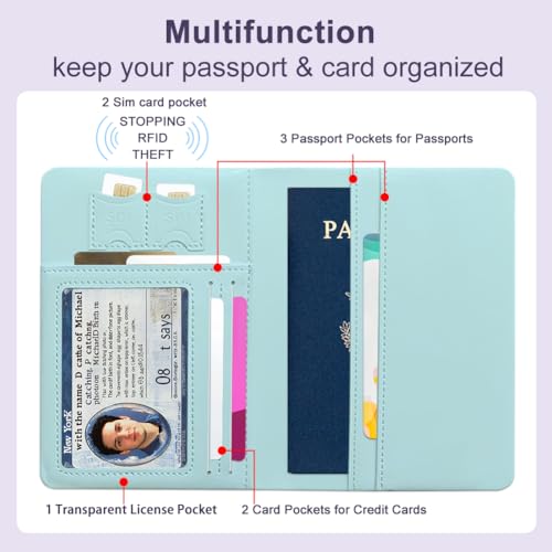 PU Leather Passport Holder Cover 5.9×4.3 Inch with Credit Card Slot Boarding Pass Slot Combo Blocking Passport Holder Wallet Cover Case for Travel Boarding Essentials(Mushroom Snail) - color: Mushroom Snail
