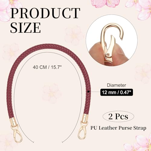 PATIKIL Braided Purse Straps PU Leather - color: Deep Red, size: 15.7"
