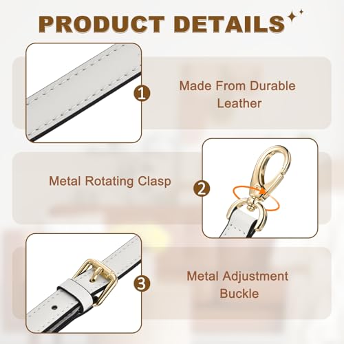 MECCANIXITY Leather Purse Strap, Adjustable Shoulder Strap Replacement for Handbag Crossbody Bags - color: White