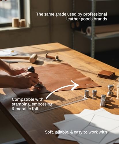 Natural Grain Cow Leathers: 12'' x 12'' Pre-Cut Leather Pieces (Cognac, 1 Piece) - color: Cognac, size: 1 Piece