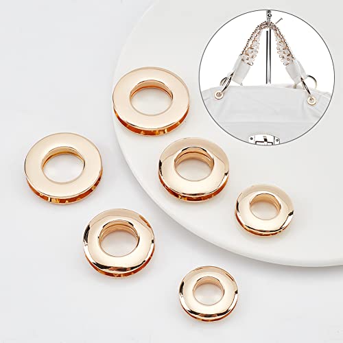 WADORN 18Pcs 3 Sizes Metal Screw-in Together Eyelets Grommets - color: Gold