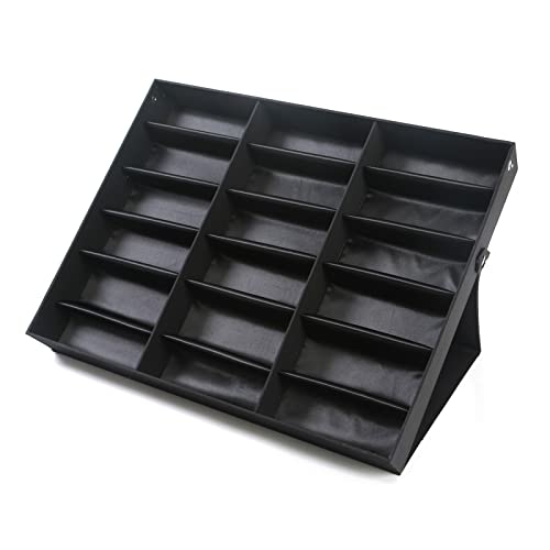 18 Slot Sunglasses Organizer Multi Display Case Jewelry Collection Case for Jewelry Collection sunglass glass watch - color: Black
