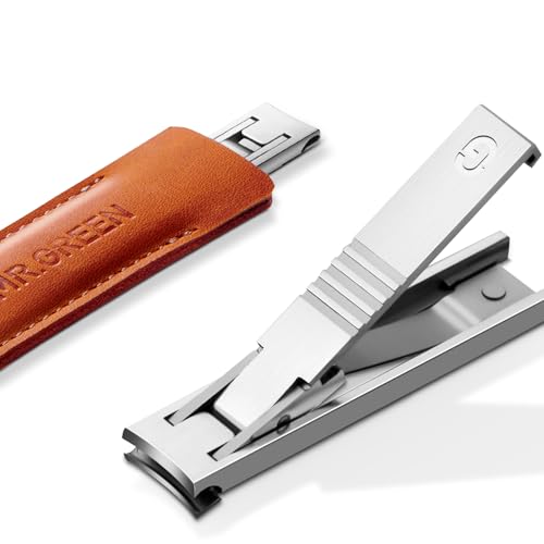 MR.GREEN Ultra Thin Nail Clippers German Precision Manufacturing Technology Nail Cutters with Cow Leather Cover Superior Texture (Dark Brown) - color: Dark Brown
