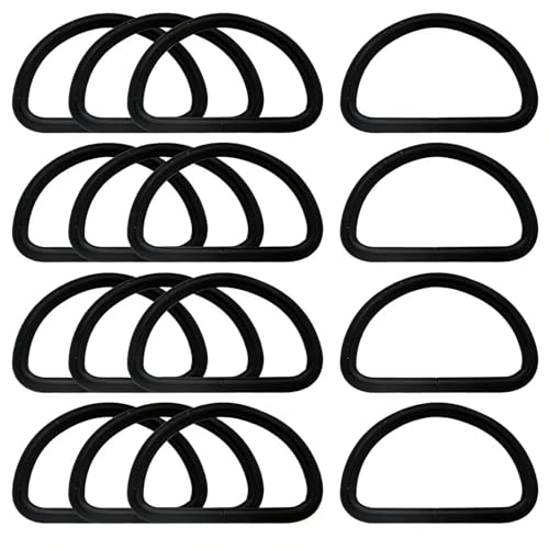 1.5" Metal D-Rings, D-Shaped Buckles for DIY Craft, Bag Strap & Purse Repair - color: Black X 16 Pcs