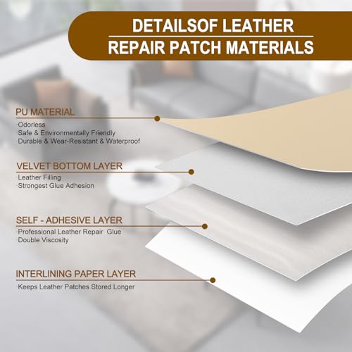 Leather Patches for Furniture,Self Adhesive Leather Repair Patch,Leather Patch Tape kit for Couch,Car Seat,Motorcycle seat,Loveseat (Beige, 17"x 30"(Fine-Grained)) - color: Beige, size: 17"x 30"(Fine-Grained)
