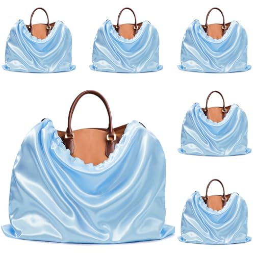Ersmak 6 Pack Dust Bags for Handbags - Baby Blue Silk Dust Cover Bag for Purses Shoes - Satin Drawstring Dustproof Bags for Travel Storage - 19.7 x 15.7 In - color: Baby Blue, size: 19.7 x 15.7 In