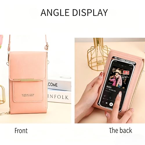 Touchscreen Phone Crossbody Bags for Women,Anti-Theft PU Leather Messenger Bag,RFID Blocking Small Mobile Phone Purse Wallet - color: Green