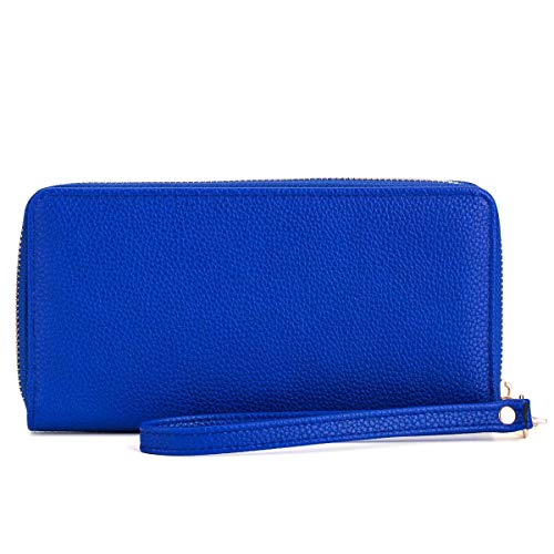 Women Wristlet Wallet with Cell Phone Holder Zip Around Handbag … - color: Blue