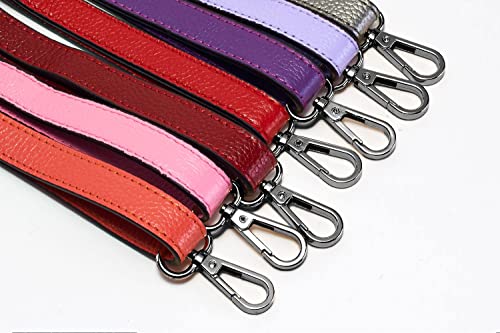 VanEnjoy Full Grain Genuine Leather Adjustable CrossBody Strap Replacement for Bag Purse, 0.7" Wide,26-51" Long - color: Brownish Red-grey Buckles