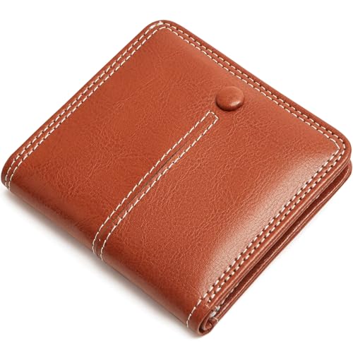 TFKGS Slim Wallet for Women RFID Wallet Women Small Wallets Woman Thin Credit Card Holder RFID womens wallet Blocking Bifold Compact Pocket Ladies Leather Brown Mini Purse - color: 4-Upgrade-Wax-Brown