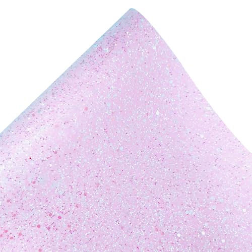 Light Pink Chunky Glitter Faux Leather Roll, Shiny PU Fabric for Crafts, Bows, Earrings, 12 x 52 Inch (17015#7) - color: 17015#7
