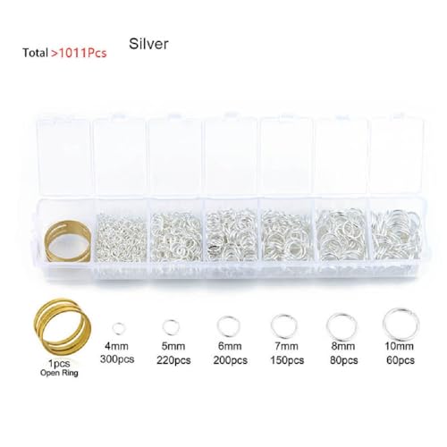 1010Pcs Ring Buckles Fittings for DIY Handmade Craft, Jewelry Making Supplies O-Ring Tone for Bags Belts Craft DIY Accessories Making Purse/Belt Straps/Chain/Bracelet Trinket (Silver) - color: Silver