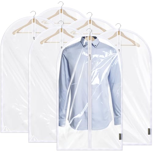 BALEINE 40'' Clear Garment Bags, 6 Packs PEVA Dress Bag for Closet Clothes Dresses Suit Coats Storage (Clear, 6PK) - color: Clear, size: 40" 6PK