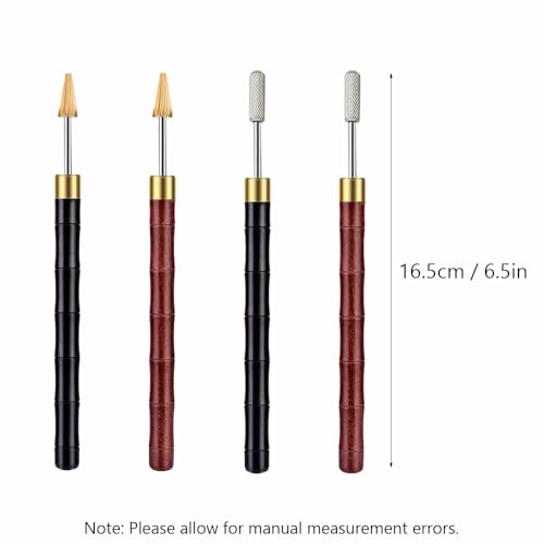 tooloflife Leather Edge Printing Tool Wood Handle Edge Dye Roller Oil Pen for Leather Edge Dressing Edge Kote Leather Touch Up Pen Home DIY Leather Craft (Black, Brass)