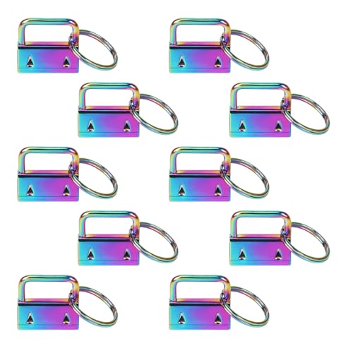 10 PCS Keychain Wristlet Hardware Set, 1 Inch Key Fob with Rings for DIY Bag Webbing, Lanyard & Wrist Strap Making Supplies (10pcs-Seven Colors) - color: 10pcs-Seven Colors