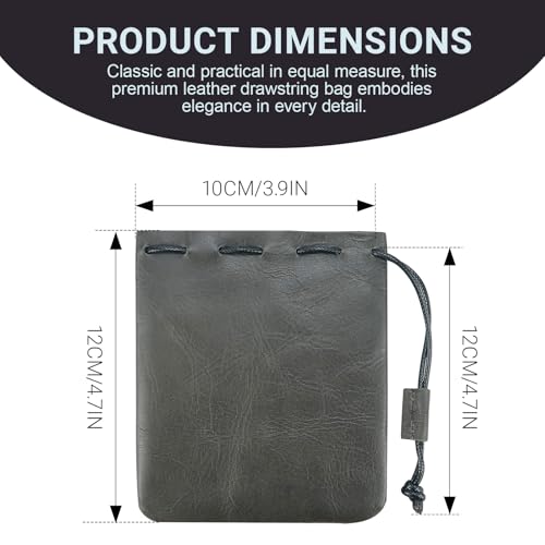 Drawstring Cowhide Bag, Simple Cowhide Retro Storage Bag Vintage Leather Pouch Small Bucket for Jewelry Wedding Gifts (Dark brown-small) - color: Dark Brown-small