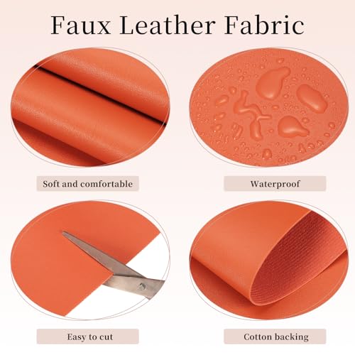 uxcell Marine Vinyl Fabric, 54 Inch 1 Yard Upholstery Faux Leather Soft Waterproof Sheets Fabric for Crafts DIY Sewings Sofa Wallets Handbag Car, Orange - color: Orange