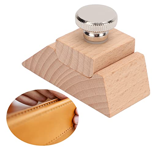 Wooden Sanding Block, Ergonomic Handle Beech Wood Sandpaper Holder for Leather Polishing, with Spring Steel Retainer for Smoothing Edges and Shaping (bevel) - size: bevel