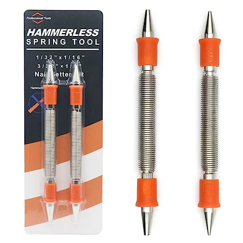 2-Piece Dual Head Nail Setter Kit, Hammerless Nail Set Trim Pak for Wood | Nail Setter Features 1/32-in, 1/16-in, 3/32-in , 1/8-in - size: 2-Piece Combo Nail Setter Set