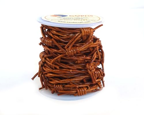 Barbed Wire Style Twisted Genuine Leather Cord 1.5mm Round for Jewelry Making, Leather String for Necklace Bracelet DIY Craft Projects, 5.46 Yards, Medium Brown Distressed - color: Medium Brown Distressed