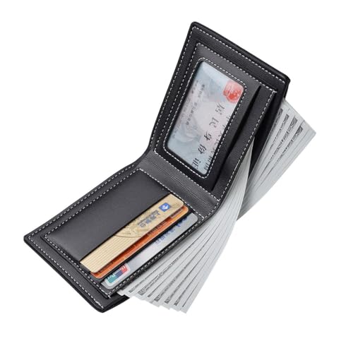 Slim Wallet for Men with Coin Purse, Minimalist Wallet with Zipper, Bifold Mens Wallets with Credit Card Holder, PU Leather Men's Wallet with Money Clip, Carteras Para Hombres (BLACK D1) - color: BLACK D1