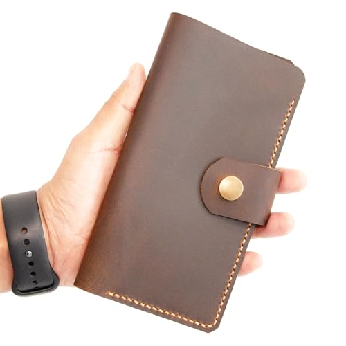 Leather checkbook holder, Checkbook cover handmade, For Women and Men, Christmas gifts (Brown) - color: Brown