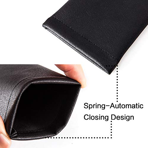 TRIUMPH VISION Eyeglass Case Glasses Case Soft Sunglass Pouch Sleeve 3 Pack | Slim Lightweight Alternative to Bulky Case, Leather Lined Protect Lens, Squeeze Easy to Use, Stylish Portable for Daily Use - color: 3 Pack Black
