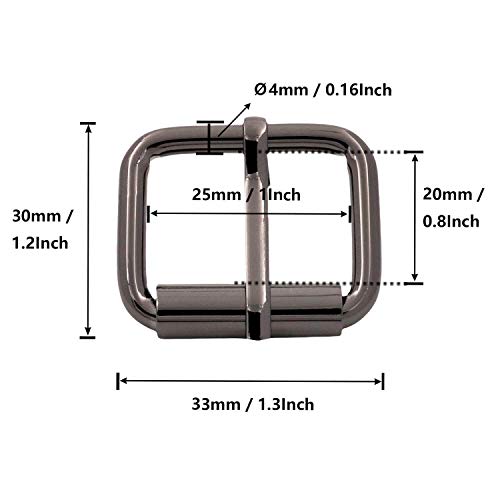 BIKICOCO Roller Buckle, 1'' x 3/4'' Heel Rolling Bar Buckles for Bags Leather Webbing Straps, Gunmetal - Pack of 20 - color: Gunmetal X 20 Pcs