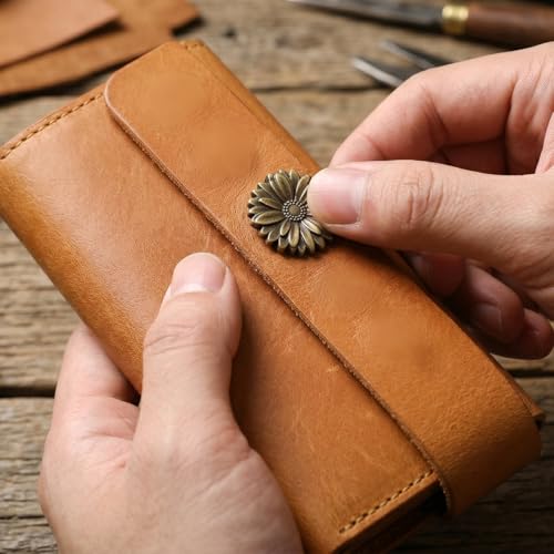 ARTIBETTER 10 Sets Antique Snaps Button Bronze Vintage Metal Snap Leather Fastener Flower Sewing Snaps for Handbag Purses Bags Clothes Leather Sewing Craft DIY