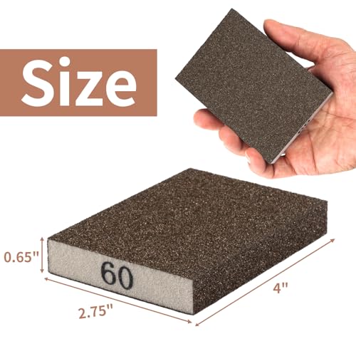 8 Pack Sanding Sponge Block, Wet Dry Sandpaper Sand Paper for Drywall Wood | 60 Grit, Washable & Reusable for Wall Metal Glasses Furniture - size: 60 Grit