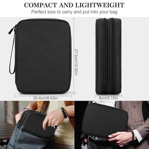 FYY Electronic Organizer, Travel Tech Pouch Bag, Extra Large, Black - color: Black, size: 10.8 x 8 x 3.15 inches