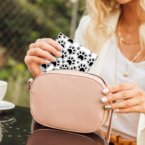2Pcs PU Leather Small Squeeze Coin Purse Pouch Mini coin Bag Unique And Cute Wallet Cosmetic Bags Change Bag For Women Girls Men Black and white paw prints - color: Black and white paw prints