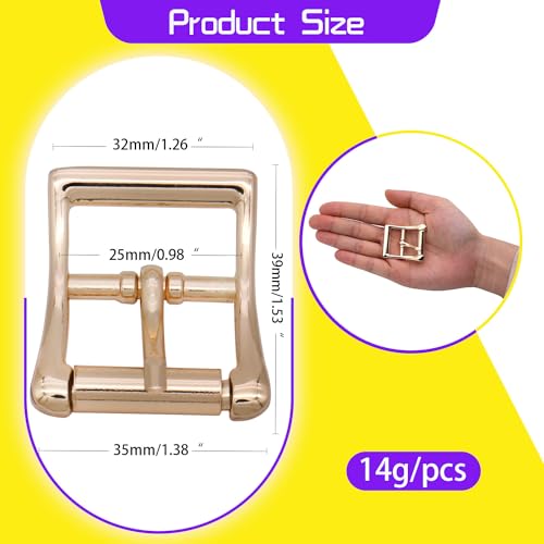 Metal Roller Buckle Center Bar Buckle for Leather Bags Crafts - color: Light Gold, size: 3/5 Inches, style: Square