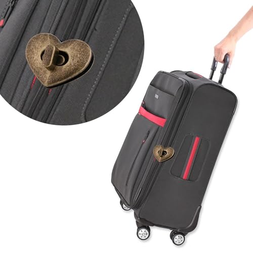 MOPFOL Heart-Shaped Twist Locks 5 Sets - Zinc Alloy Bag Clasps for Leather Handbags, Decorative Purse Hardware with Turn Lock Design(Bronze) - color: Bronze