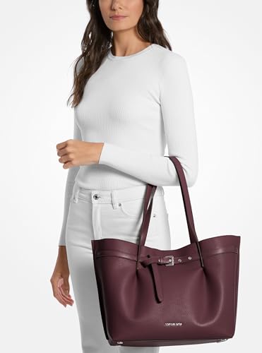 Michael Kors womens Emilia Large Tote - color: Silver-tone Hardware/Pebble Leather/Oxblood
