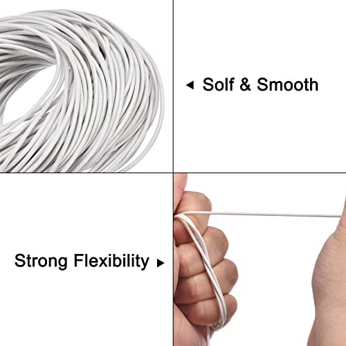 uxcell 11 Yards 1mm Round Leather Cord Lacing String for DIY Crafts Pure White - color: Pure White
