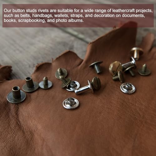 uxcell 30Pack Brass Chicago Screws, 8x6mm Flat Head Screw Back Binding Post Nail Stud Rivets Fastener for DIY Leather Craft Belt Strap - size: 8x6mm
