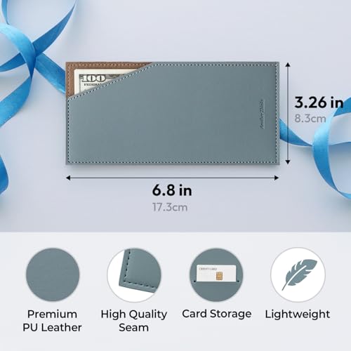 PU Leather Card & Cash Envelope for Travel and Budgeting Fog Blue | Reusable Money Holder, Stylish Leather Money Envelope - color: Fog Blue