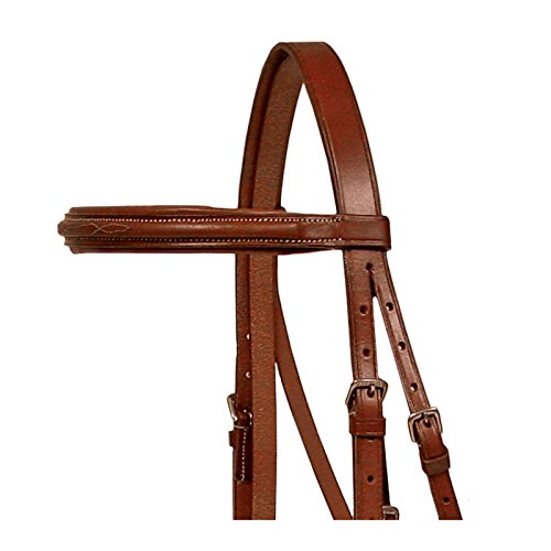 Padded Raised Fancy Stitched Leather English Schooling Bridle with Laced Reins with 1 Year Warranty - Superior Horse Comfort - color: Chestnut, size: Pony Size