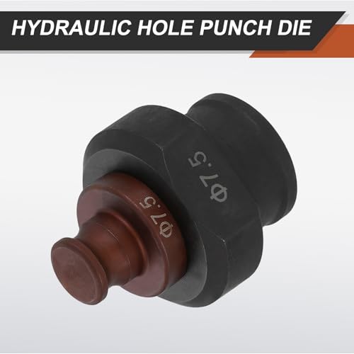 HARFINGTON Hydraulic Hole Punch Die 7.5mm Round Hole 40Cr Steel Electric Punching Kit for MHP-20 JP-20 Electric Punching Machine, Burgundy & Black - size: 7.5mm