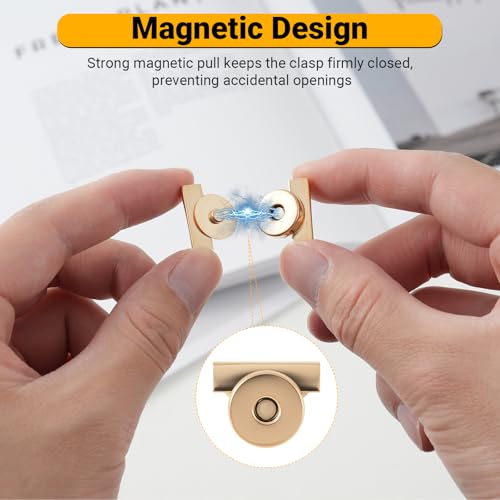 FDKYOEK 24 Pairs 14mm Magnetic Snaps for Purses and Totes, No-Sewing Magnetic Closures for Purses with Install Tool, Metal Seamless Magnet Buttons for Bags, Clothing, DIY Crafts, 4 Colors - size: 24 Pairs