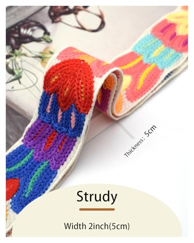 Embroidered Purse Straps Replacement Crossbody Wide Adjustable Bag Straps | Thick Purse Strap for Crossbody Bags,Extra Long Strap,Cross Body Straps for Handbags,Bag Straps for Tote Bags,Shoulder Straps - color: Flower 4