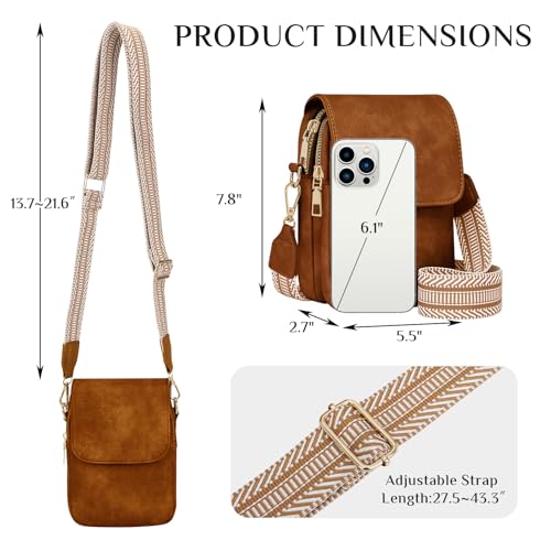 Fashion Small Crossbody Bags for Women Trendy Designer Cell Phone Purses - color: Brown