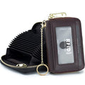 imeetu Rfid Credit Card Holder, Businese Card Case, Wallet for Women Men | Genuine Leather Card Wallet with id Window, Keychain & Double Zipper, Water-resistan Small Wallet with Gift Box, Daily Travel - color: Pro - Coffee