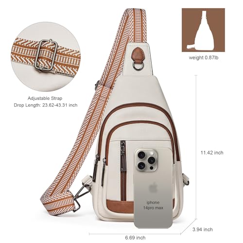 cakang Womens Sling Bag Crossbody Bags for Women Vegan Leather Sling Backpack Daypack Fanny Pack Crossbody Purse Travel - color: 2-white Brown