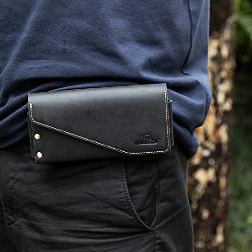 Topstache Belt Clip Leather Cell Phone Holster for iPhone 17/16/15/14, Galaxy S25/S24/S23 - Leather Belt Phone Case - ID/Credit Card Holder Clip Pouch - Fit Protective Cover on, L,Black - color: Belt Clip-Black, size: Large