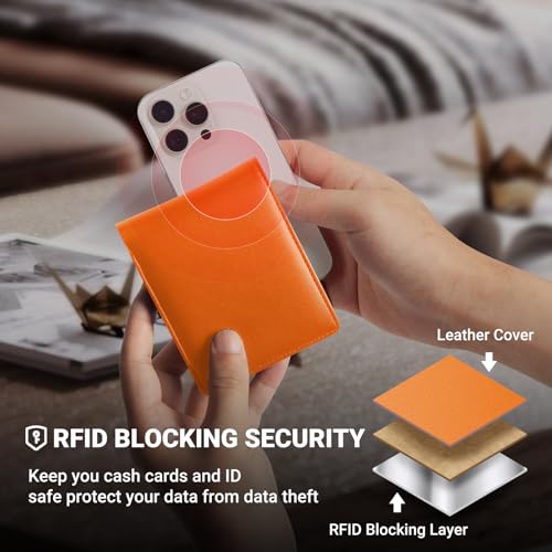 GNDR Wallet For Men RFID Blocking Orange Wallets Bifold Faux Leather Card Holder Front Pocket Mens Accessories With Gift Box - color: Orange-05