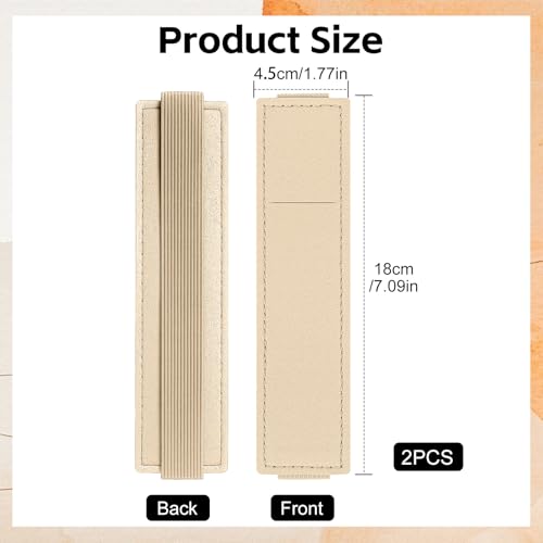2 Pack Pen Holder for Notebook & Bible Pen Holder Elastic Pen Sleeve | Tokusatsu Elastic Sleeve, 18cm (7.09in)-21cm (8.27in), PU Leather for Notebooks, Planners, Journals & Bibles, Off-White - color: Off-White
