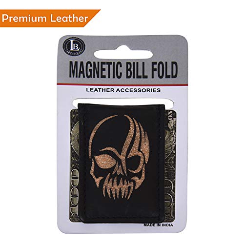 Men's New Leather Strong Magnetic Money Clip (Skull) - color: Skull